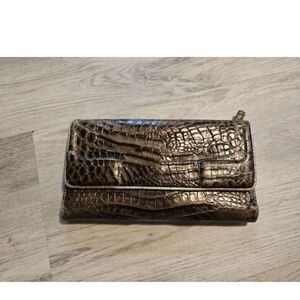 Brahmin Leather Tri-Fold  Wallet Checkbook Brown